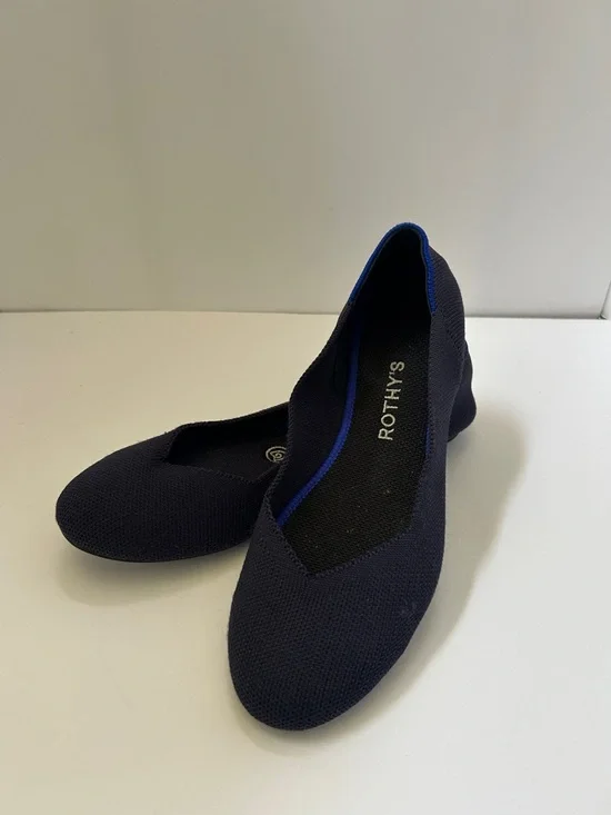 Rothy's Navy Women's Ballet Flats with Blue Trim - Picture 2 of 3